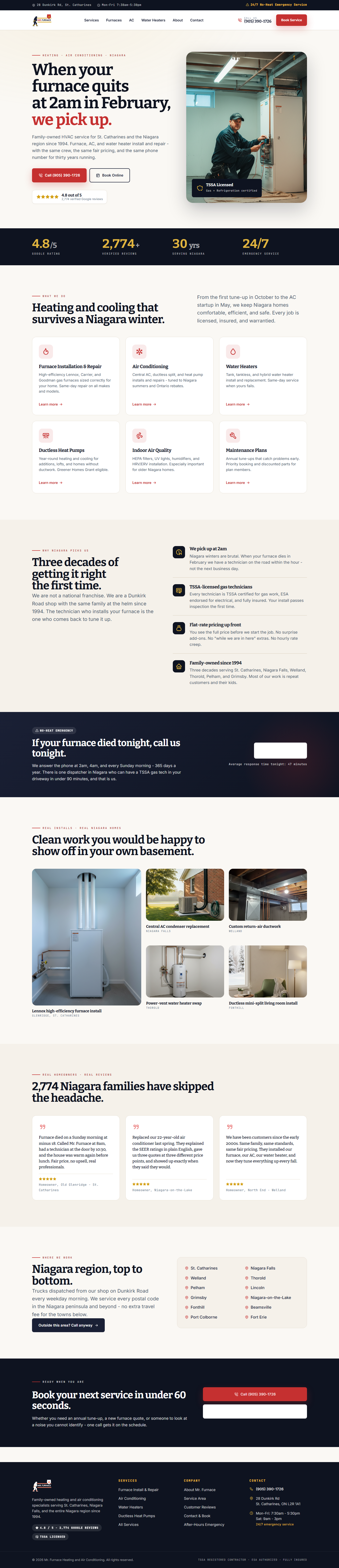 Mr. Furnace Heating and Air Conditioning — new website desktop view